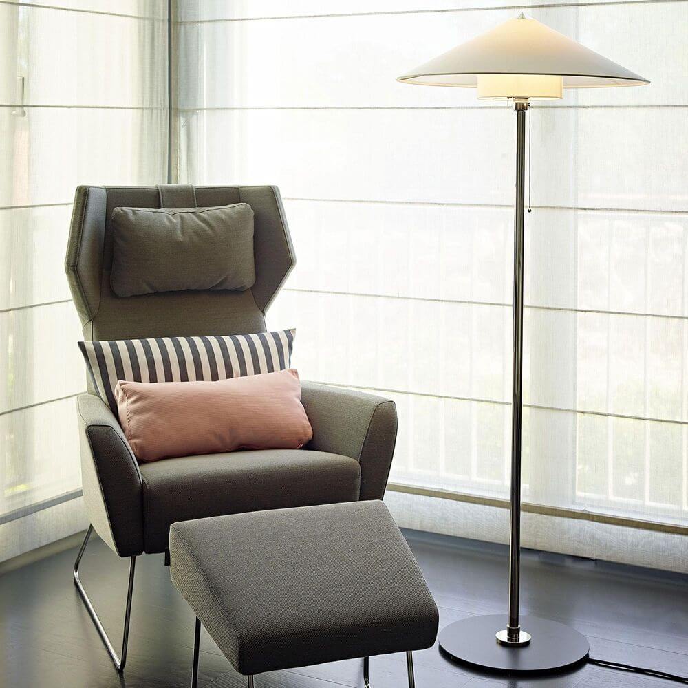 Lámpara de pie Tecnolumen Bauhaus WSTL30 Wagenfeld con pantalla