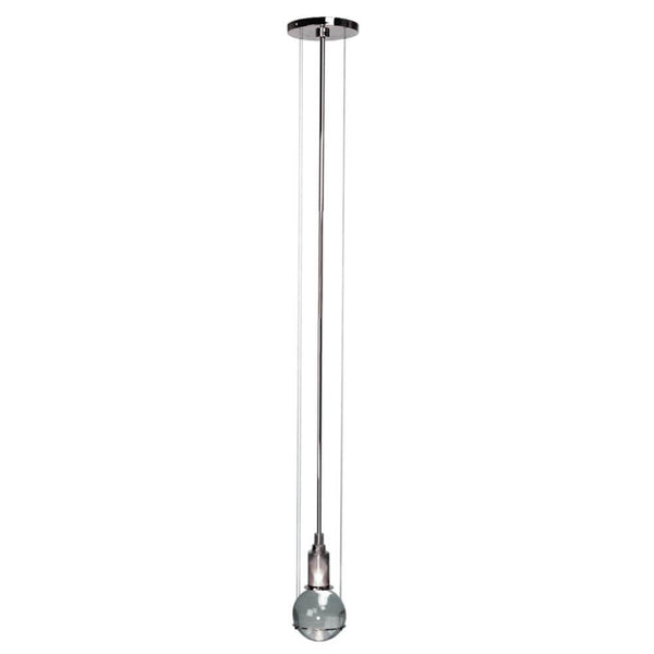 Tecnolumen LED pendant light Le tre streghe Murano glass chrome, elegant design with Murano glass globe and LED lighting.