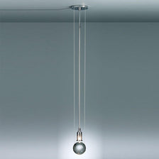Tecnolumen LED pendant light Le tre streghe Murano glass chrome with elegant suspension and hand-crafted glass globe.