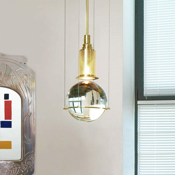 Tecnolumen LED-Hängeleuchte Le tre streghe Muranoglas Gold in eleganter Wohnraumansicht