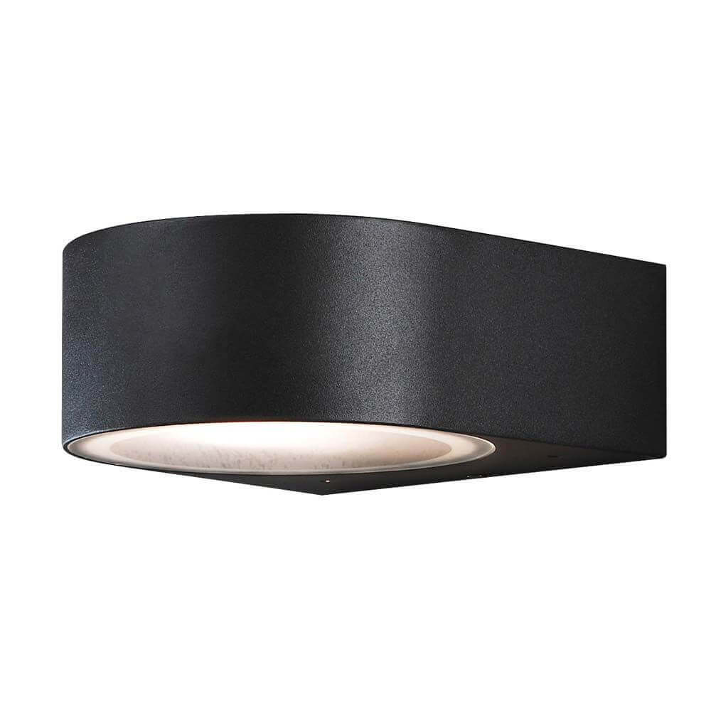 Lampe murale extérieure de Teramo noir, verre opal