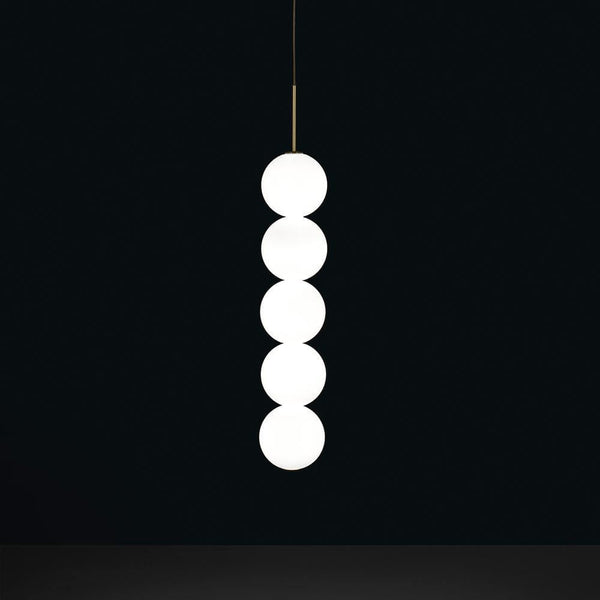 Terzani Abacus LED Design-Pendelleuchte 1er mit 5 Kugeln aus Opalglas, moderne Hängeleuchte