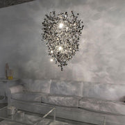 Terzani Argent Design-Hängeleuchte Ø 70cm Edelstahl, schimmernde Metall-Wolke mit lebendigem Licht über dem Sofa