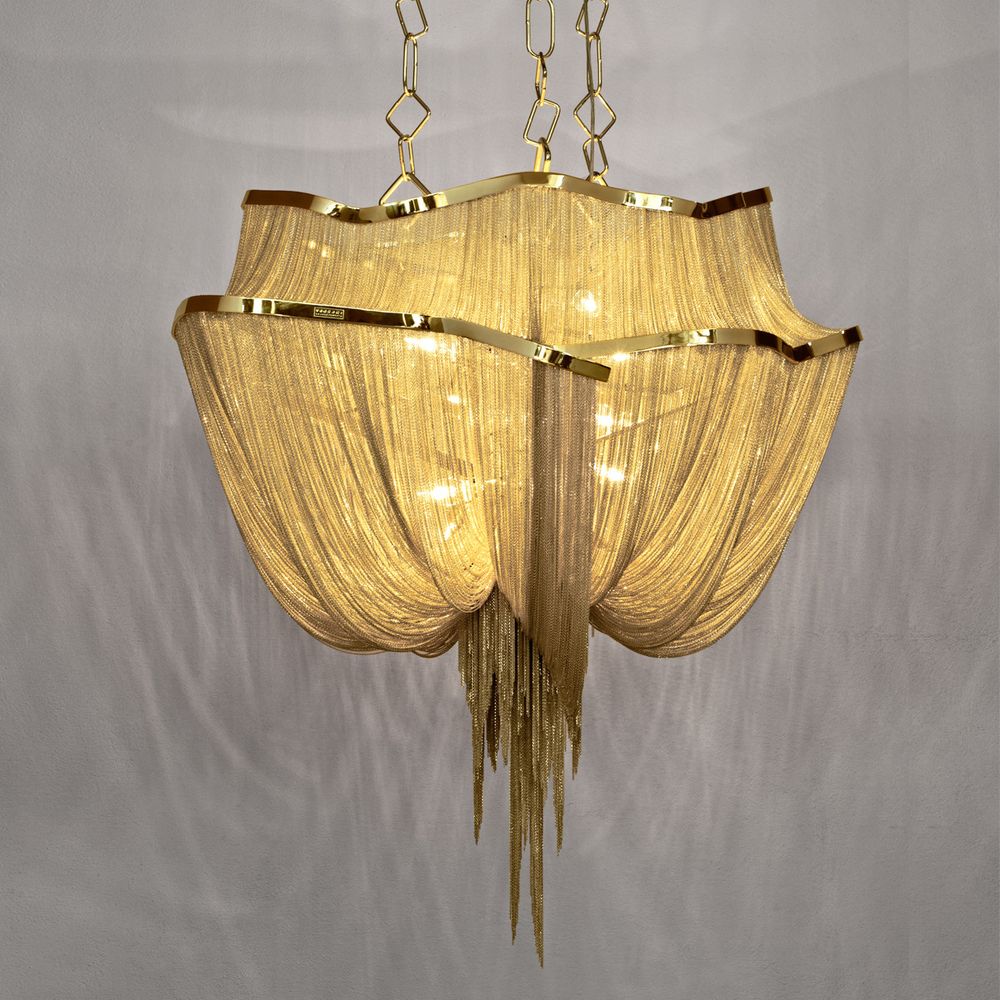 Terzani Atlantis XXL Design-Lüster aus nickel, Ø 110cm, mit schimmerndem Licht und organischem Effekt.