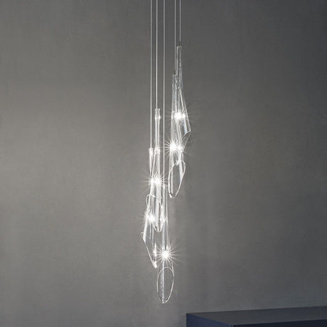 Terzani Calle Glas-Hängelampe 5-flammig, elegante Beleuchtung mit kristallklarem Design, für stilvolle Innenräume.