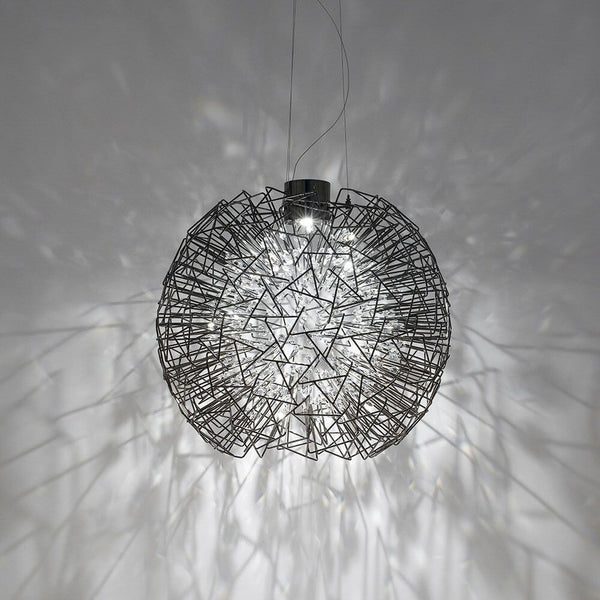 Terzani Core Design-Pendellampe Ø 70cm in Nickel-Schwarz mit facettiertem Glas und Licht-Schatten-Effekt