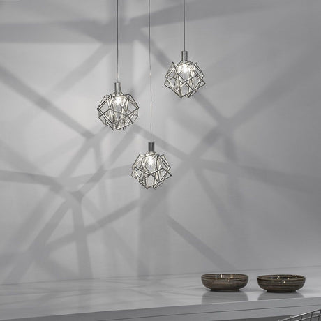Terzani Etoile Design-Pendellampe in vernickeltem Metall mit Licht- und Schattenspiel.