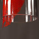 Detailaufnahme der Terzani Frame Design-Wandlampe mit rotem Metallkorallenblatt im Borosilikatglas.