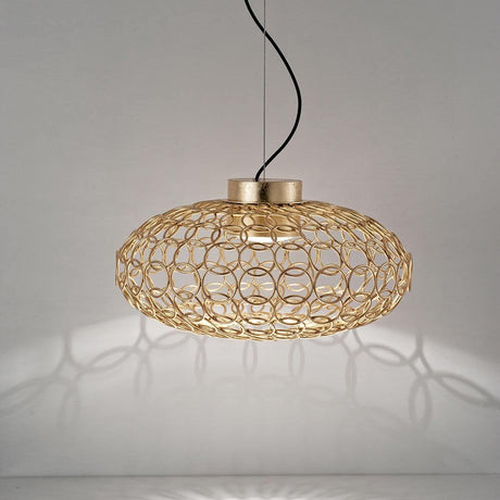 Terzani G.R.A Design-Hängeleuchte Ø 50cm in Gold mit geometrischem Ringdesign und sanfter Lichtdiffusion.