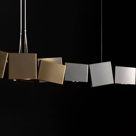 Terzani Gaia LED Design-Hängeleuchte 82cm mit geometrischem Rahmen aus Messing und Rohmetall.