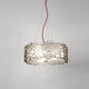 Terzani Glamour Design-Hängelampe Ø 45cm mit zufälligen Ringen, rotem Kabel und sanftem Licht.