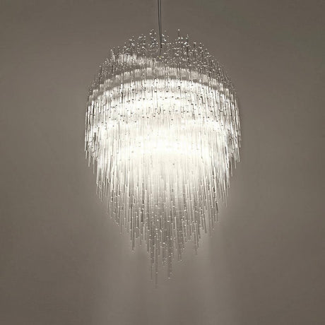 Terzani Iceberg Design-Kronleuchter Ø 74cm, eine handgefertigte Lampe mit über 3600 Plexiglasrohren, leuchtend und brillant.