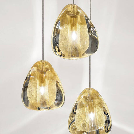 Terzani Mizu Design Hängeleuchte 7-flammig Ø 31cm - handgefertigte Kristall-Pendelleuchte für einzigartigen Lichtbrechungseffekt.