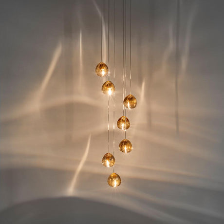 Terzani Mizu Design Hängeleuchte 7-flammig Ø 31cm mit einzigartigen Lichtbrechungen und handgefertigten Kristallen.