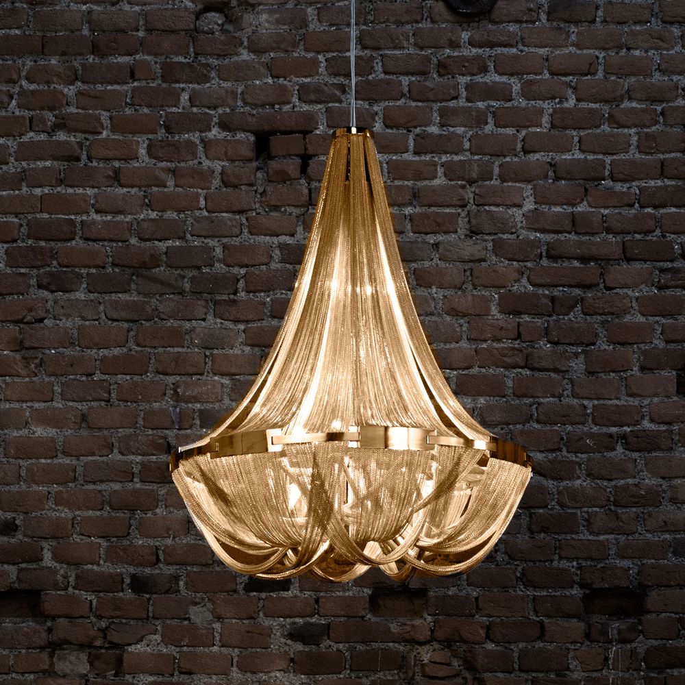 Terzani Soscik Design-Lüster, modernes Design mit Metallkette und vernickeltem Rahmen, Ø 95cm.