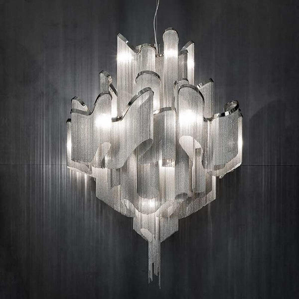 Terzani Stream Design-Lüster von Christian Lava mit metallischen Kaskaden und skulpturalem Lichtdesign