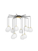 The Egg Pendelleuchte 12-flammig Ø 75cm Gold, Weiß, Schwarz - moderne Leuchte mit opalen Glasschirmen.
