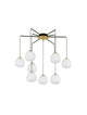 The Egg Pendelleuchte 8-flammig Ø 75cm Gold, Weiß, Schwarz in modernem Design mit opalen Leuchtkörpern.