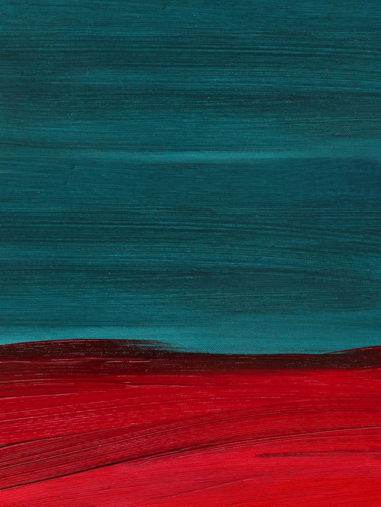 Abstrakte Malerei mit tiefem Blau und leuchtendem Rot, ideal für Kunstliebhaber und modernes Interieur.