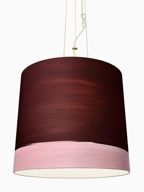 The Sisters linen pendant light Hand-painted – hand-painted linen lampshade in bordeaux with a pink edge, modern hanging light by Mammalampa