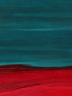 The Sisters Leinen-Stehleuchte Handbemalt  182cm – handbemalter Lampenschirm mit teal und rot Pinselstrichen, modern-artiges Design