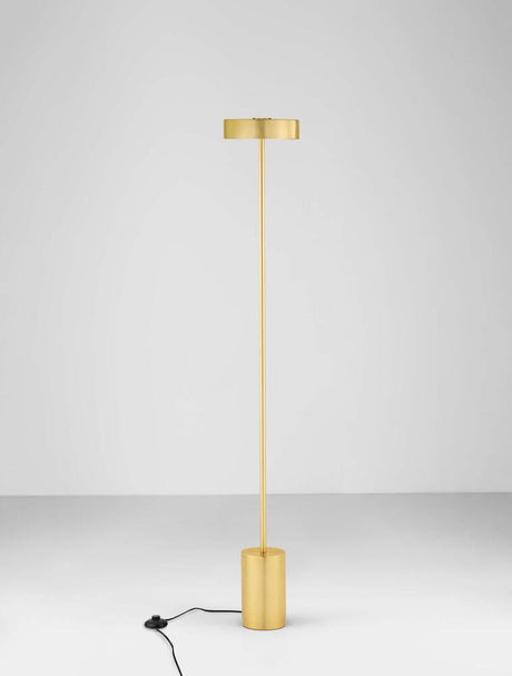 Balise Alt : Lampadaire Thea LED H 135 cm Ø 20 cm 3000K lampadaire couleur or avec structure fine en aluminium et lumière LED blanc chaud