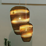 Baggy hanging lamp made of cardboard oval
