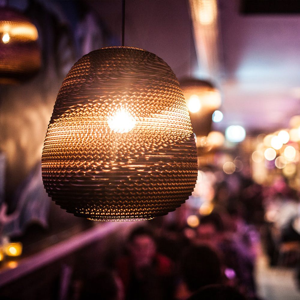 Binky hanging lamps made of cardboard oval