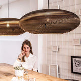 Classy pendant lamp made of paper oval