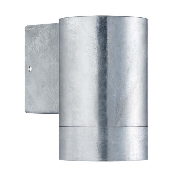 Tin Maxi Wandleuchte IP54 aus verzinkt, zylindrische Außenwandleuchte mit Downlight-Effekt für Hausfassade und Eingang