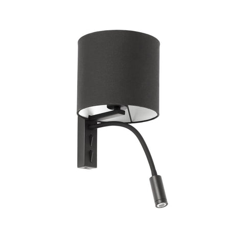 Tira Wandlampe mit LED Leseleuchte, schwarze Wandleuchte mit Lesegerät für Schlafzimmer und Wohnzimmer.