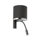 Tira Wandlampe mit LED Leseleuchte, schwarze Wandleuchte mit Lesegerät für Schlafzimmer und Wohnzimmer.