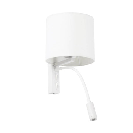 Tira Wandlampe mit LED Leseleuchte in weißem Design für Schlafzimmer und Wohnzimmer.