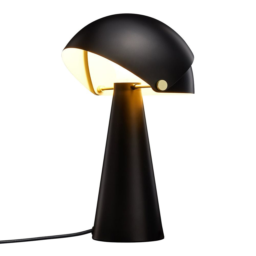 Moderne Tischlampe Align von Maria Berntsen mit mattem Schwarz und beweglichem Schirm für individuelles Licht.