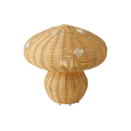 Allie table lamp, small rattan light, mushroom-shaped, for children's rooms, creates a beautiful play of light and shadow.