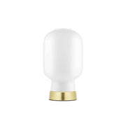 Amp table lamp in a Scandinavian look, white, brass - elegant light with nostalgic design and refined materials.