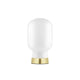 Tischlampe Amp im Skandi-Look Weiß, Messing - elegante Leuchte mit nostalgischem Design und edlen Materialien.