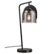 Tischlampe Boshi mit modernem Design und gläsernem Lampenschirm in Schwarz.