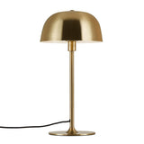 Tischlampe Cera aus Messing mit runder Schirmform im minimalistischen skandinavischen Designstil