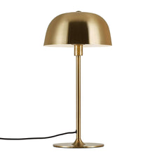 Tischlampe Cera von Nordlux in Messing, skandinavisch-minimalistisch mit rundem Schirm und nach unten gerichtetem Licht