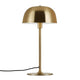 Tischlampe Cera aus Messing mit runder Schirmform für minimalistischen Einrichtungsstil.