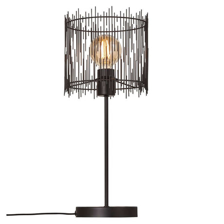 Tischlampe Elvis mit modernem Design und einzigartigem Lampenschirm aus Metall.