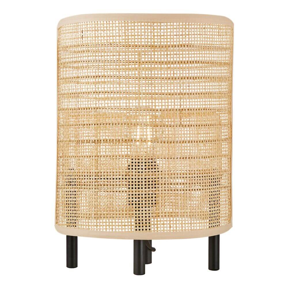 Tischlampe Jaffna, moderne Rattan-Tischlampe mit schlichtem Design und stilvollen Farben.