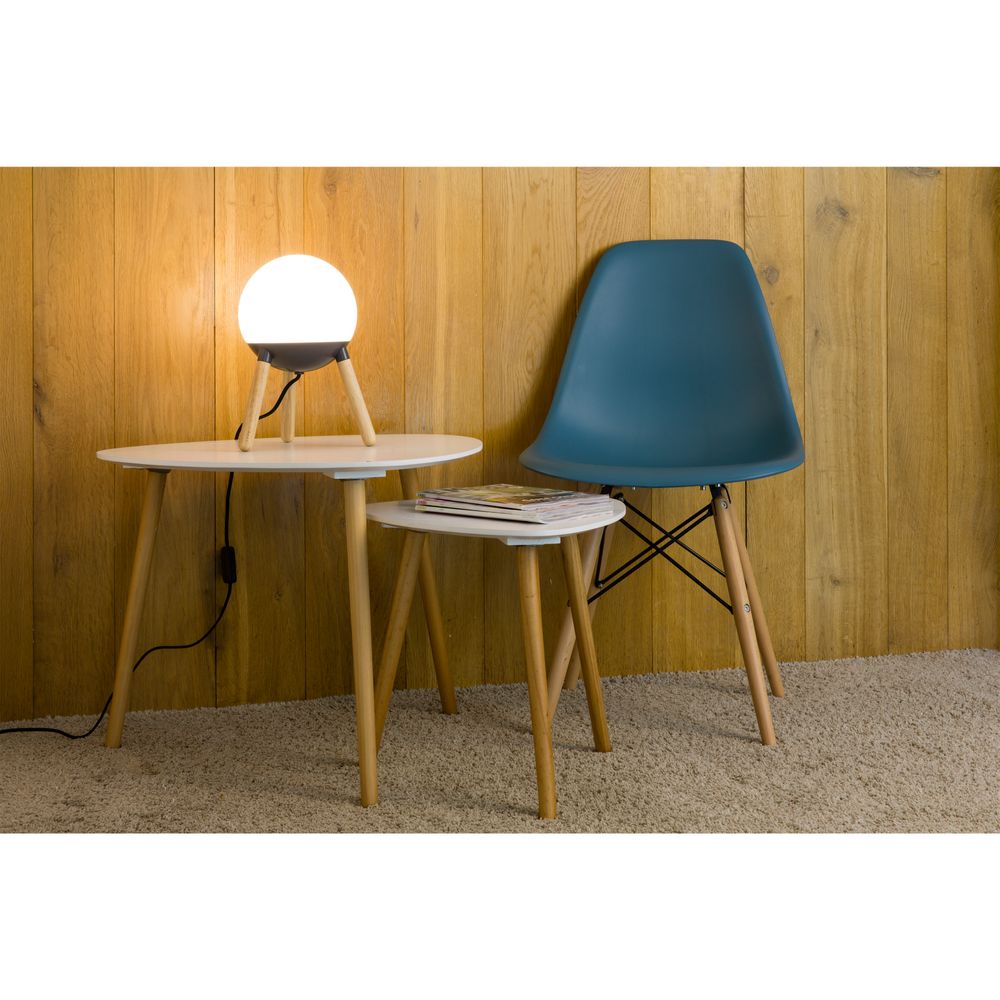 Lampe de table en bois mine blanche, marron