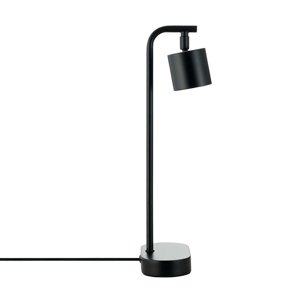Tischlampe Merlin in modernem Design mit schwarzem Metall und eleganten Linien.