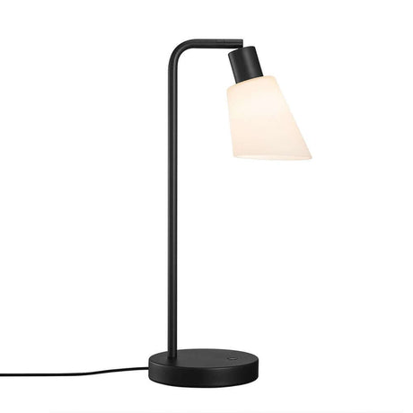 Tischlampe Molli in Schwarz mit weißem Schirm, moderne Tischleuchte für Wohn- und Arbeitsbereich