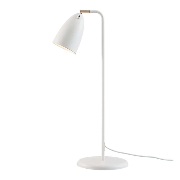 Tischlampe Nexus 2 in elegantem Weiß mit schwenkbarem Kopf und retro Stil, skandinavisches Design by Bønnelycke mdd.