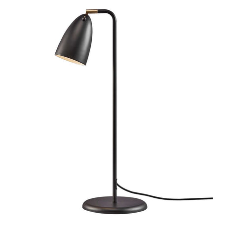 Tischlampe Nexus 2 in elegantem Schwarz mit schwenkbarem Lampenschirm und Retro-Stil Schalter.