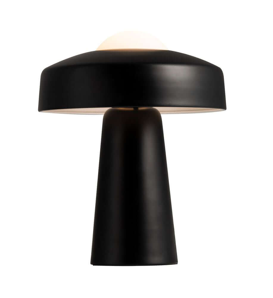 Tischlampe Time in elegantem Design aus mattem Metall und Glas, leuchtet nach oben und unten.