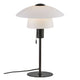 Tischlampe Verona mit zwei Schirmen aus weißem Opalglas und mattem schwarzen Metall, skandinavisches Design.